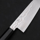 Santoku Silver Steel #3 Nickel Damascus Buffalo Ebony Handle 165mm-[Musashi]-[Japanese-Kitchen-Knives]