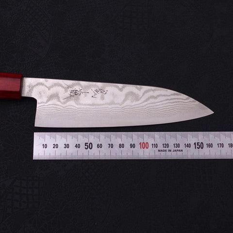 Santoku Silver Steel #3 Nickel Damascus Walnut Red Handle 165mm-Silver steel #3-Damascus-Japanese Handle-[Musashi]-[Japanese-Kitchen-Knives]