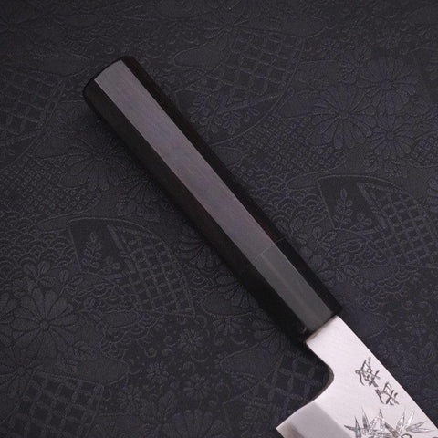 Santoku Single White steel #2 Kasumi Chokin Tiger Buffalo Ebony Handle 180mm-White steel #2-Kasumi-Japanese Handle-[Musashi]-[Japanese-Kitchen-Knives]