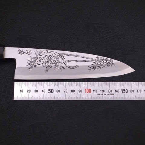 Santoku Single White steel #2 Kasumi Chokin Tiger Buffalo Ebony Handle 180mm-White steel #2-Kasumi-Japanese Handle-[Musashi]-[Japanese-Kitchen-Knives]