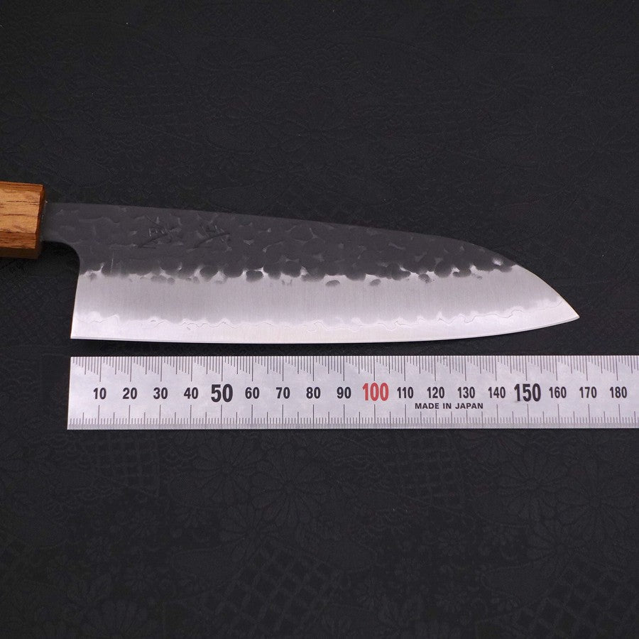 Santoku Stainless Clad Aogami-Super Kurouchi Tsuchime Yaki Urushi Handle 165mm-Aogami Super-Kurouchi-Japanese Handle-[Musashi]-[Japanese-Kitchen-Knives]