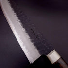 Santoku Stainless Clad Blue Super Kurouchi Tsuchime Western Handle 180mm-Blue Super-Kurouchi-Western Handle-[Musashi]-[Japanese-Kitchen-Knives]