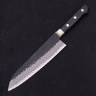 Santoku Stainless Clad Blue Super Kurouchi Tsuchime Western Handle Black 180mm-Blue Super-Kurouchi-Western Handle-[Musashi]-[Japanese-Kitchen-Knives]