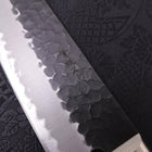 Santoku Stainless Clad Blue Super Kurouchi Tsuchime Western Handle Black 180mm-Blue Super-Kurouchi-Western Handle-[Musashi]-[Japanese-Kitchen-Knives]