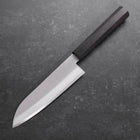 Santoku Stainless Clad Blue Super Polished Buffalo Ebony Handle 140mm-Blue Super-Polished-Japanese Handle-[Musashi]-[Japanese-Kitchen-Knives]