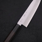 Santoku Stainless Clad Blue Super Polished Buffalo Ebony Handle 140mm-Blue Super-Polished-Japanese Handle-[Musashi]-[Japanese-Kitchen-Knives]