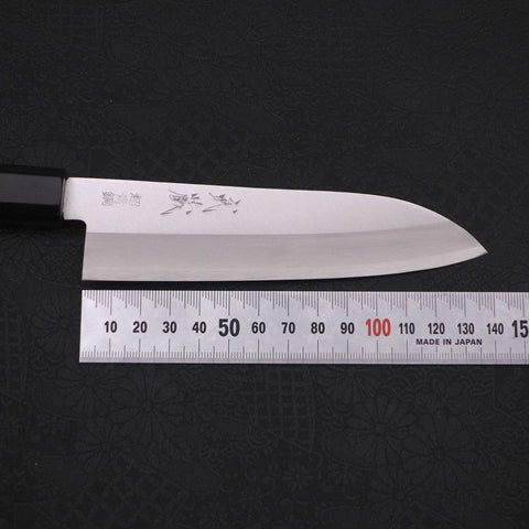 Santoku Stainless Clad Blue Super Polished Buffalo Ebony Handle 140mm-Blue Super-Polished-Japanese Handle-[Musashi]-[Japanese-Kitchen-Knives]