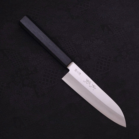 Santoku Stainless Clad Blue Super Polished Dark Blue Handle 140mm-Blue Super-Polished-Japanese Handle-[Musashi]-[Japanese-Kitchen-Knives]