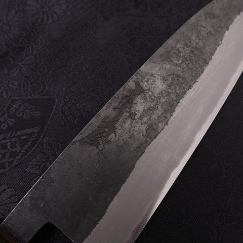 Santoku Stainless Clad Blue steel #2 Kurouchi Walnut Shitan Handle 165mm-Blue steel #2-Kurouchi-Japanese Handle-[Musashi]-[Japanese-Kitchen-Knives]