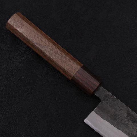 Santoku Stainless Clad Blue steel #2 Kurouchi Walnut Shitan Handle 165mm-Blue steel #2-Kurouchi-Japanese Handle-[Musashi]-[Japanese-Kitchen-Knives]