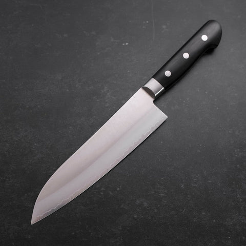 Santoku Sweden Stainless Steel Polished Western Black Handle 180mm-Polished-Western Handle-[Musashi]-[Japanese-Kitchen-Knives]