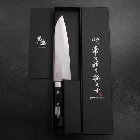 Santoku Sweden Stainless Steel Polished Western Black Handle 180mm-Polished-Western Handle-[Musashi]-[Japanese-Kitchen-Knives]