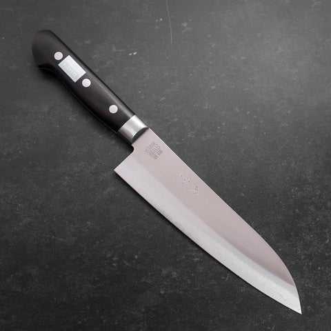 Santoku Sweden Stainless Steel Polished Western Black Handle 180mm-Polished-Western Handle-[Musashi]-[Japanese-Kitchen-Knives]