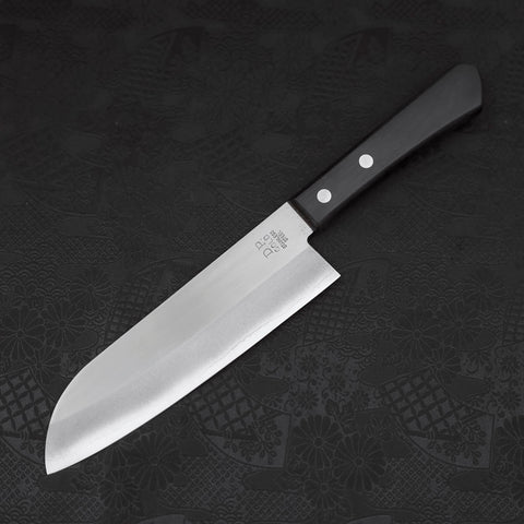 Santoku VG-1 Polished Western Black Handle 170mm (Tsuba Nashi)-Polished-VG-1-Western Handle-[Musashi]-[Japanese-Kitchen-Knives]