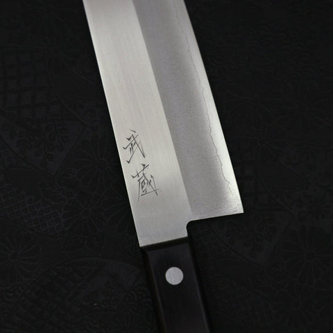 Santoku VG-1 Polished Western Black Handle 170mm (Tsuba Nashi)-Polished-VG-1-Western Handle-[Musashi]-[Japanese-Kitchen-Knives]