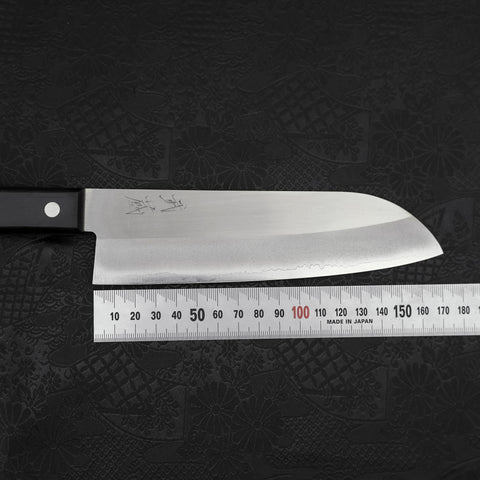 Santoku VG-1 Polished Western Black Handle 170mm (Tsuba Nashi)-Polished-VG-1-Western Handle-[Musashi]-[Japanese-Kitchen-Knives]