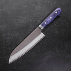 Santoku VG-1 Polished Western Mahogany Blue Handle 170mm-Polished-VG-1-Western Handle-[Musashi]-[Japanese-Kitchen-Knives]