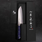 Santoku VG-1 Polished Western Mahogany Blue Handle 170mm-Polished-VG-1-Western Handle-[Musashi]-[Japanese-Kitchen-Knives]