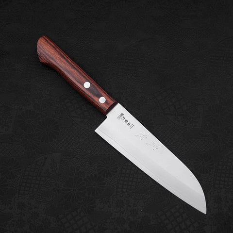 Santoku VG-1 Polished Western Mahogany Handle 140mm-Polished-VG-1-Western Handle-[Musashi]-[Japanese-Kitchen-Knives]