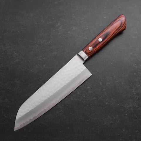 Santoku VG-1 Tsuchime Western Mahogany Handle 165mm-Tsuchime-VG-1-Western Handle-[Musashi]-[Japanese-Kitchen-Knives]