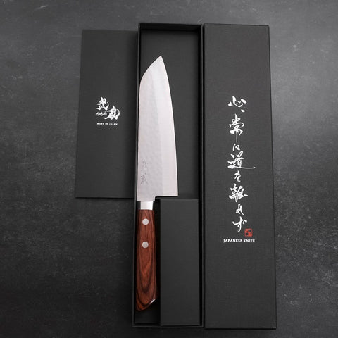 Santoku VG-1 Tsuchime Western Mahogany Handle 165mm-Tsuchime-VG-1-Western Handle-[Musashi]-[Japanese-Kitchen-Knives]