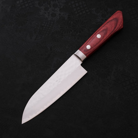 Santoku VG-1 Tsuchime Western Red Handle 135mm-VG-1-Damascus-Western Handle-[Musashi]-[Japanese-Kitchen-Knives]