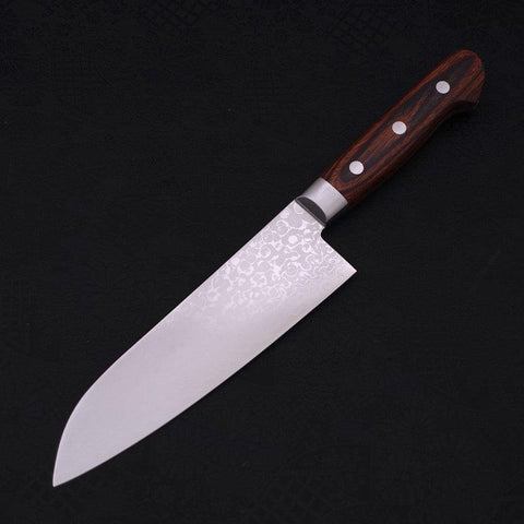 Santoku VG-10 Damascus Mahogany Handle 180mm-VG-10-Damascus-Western Handle-[Musashi]-[Japanese-Kitchen-Knives]