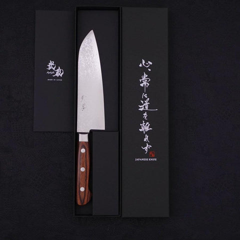 Santoku VG-10 Damascus Mahogany Handle 180mm-VG-10-Damascus-Western Handle-[Musashi]-[Japanese-Kitchen-Knives]