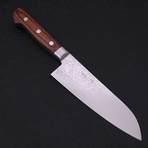 Santoku VG-10 Damascus Mahogany Handle 180mm-VG-10-Damascus-Western Handle-[Musashi]-[Japanese-Kitchen-Knives]