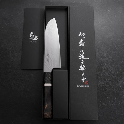 Santoku VG-10 Damascus Maple Handle 165mm-VG-10-Damascus-Japanese Handle-[Musashi]-[Japanese-Kitchen-Knives]