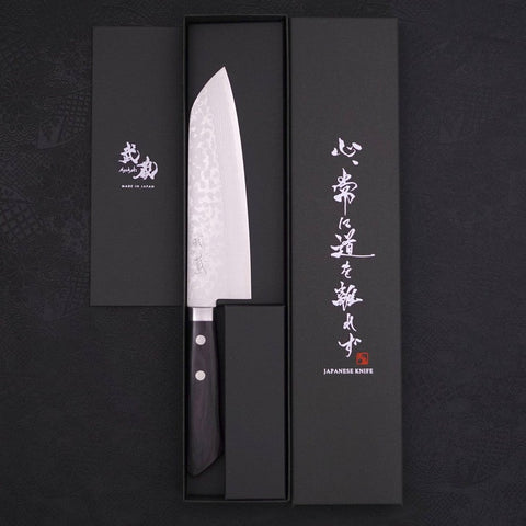 Santoku VG-10 Damascus Western Black Handle 170mm-VG-10-Damascus-Western Handle-[Musashi]-[Japanese-Kitchen-Knives]