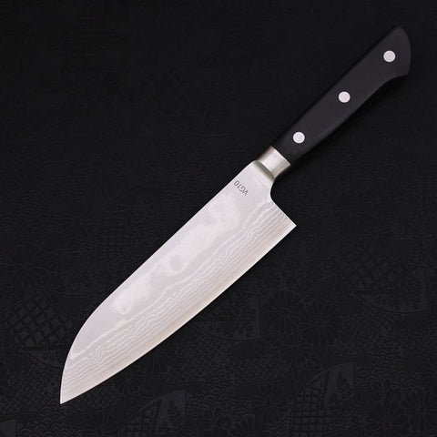 Santoku VG-10 Damascus Western Black Handle Seki 170mm-VG-10-Damascus-Western Handle-[Musashi]-[Japanese-Kitchen-Knives]