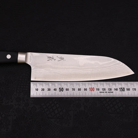 Santoku VG-10 Damascus Western Black Handle Seki 170mm-VG-10-Damascus-Western Handle-[Musashi]-[Japanese-Kitchen-Knives]