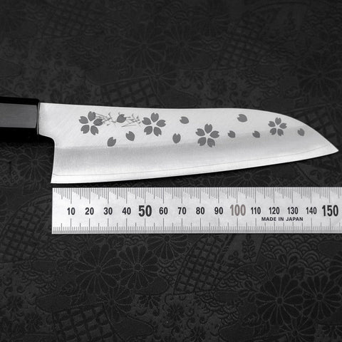 Santoku VG-10 Polished Sakura Ebony Handle 150mm-VG-10-Polished-Japanese Handle-[Musashi]-[Japanese-Kitchen-Knives]