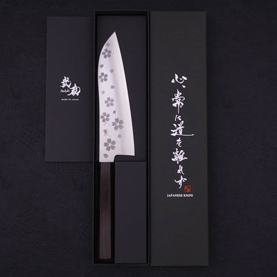 Santoku VG-10 Polished Sakura Ebony Handle 175mm-VG-10-Polished-Japanese Handle-[Musashi]-[Japanese-Kitchen-Knives]