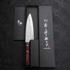 Santoku VG-10 Polished Western Black Brown Handle 170mm-Polished-VG-10-Western Handle-[Musashi]-[Japanese-Kitchen-Knives]