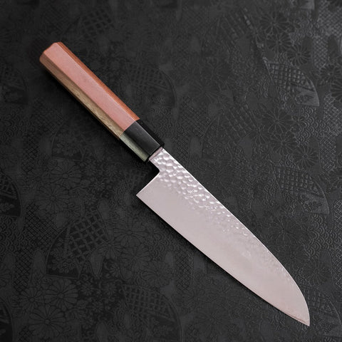 Santoku VG-10 Tsuchime Damascus Walnut Handle 165mm-Damascus-VG-10-Japanese Handle-[Musashi]-[Japanese-Kitchen-Knives]