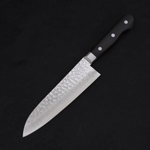 Santoku VG-10 Tsuchime Damascus Western Black Handle 180mm-VG-10-Damascus-Western Handle-[Musashi]-[Japanese-Kitchen-Knives]