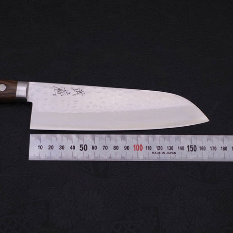 Santoku VG-10 Tsuchime Damascus Western Brown Handle 170mm-VG-10-Damascus-Western Handle-[Musashi]-[Japanese-Kitchen-Knives]