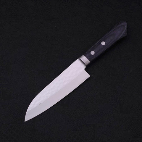 Santoku VG-10 Tsuchime Damascus Western Dark Blue Handle 130mm-VG-10-Damascus-Western Handle-[Musashi]-[Japanese-Kitchen-Knives]