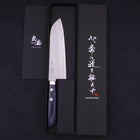 Santoku VG-10 Tsuchime Damascus Western Dark Blue Handle 170mm-VG-10-Damascus-Western Handle-[Musashi]-[Japanese-Kitchen-Knives]