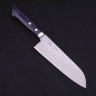 Santoku VG-10 Tsuchime Damascus Western Dark Blue Handle 170mm-VG-10-Damascus-Western Handle-[Musashi]-[Japanese-Kitchen-Knives]