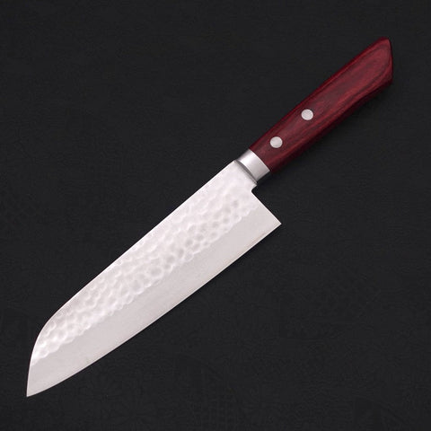 Santoku VG-10 Tsuchime Damascus Western Red Handle 170mm-[Musashi]-[Japanese-Kitchen-Knives]