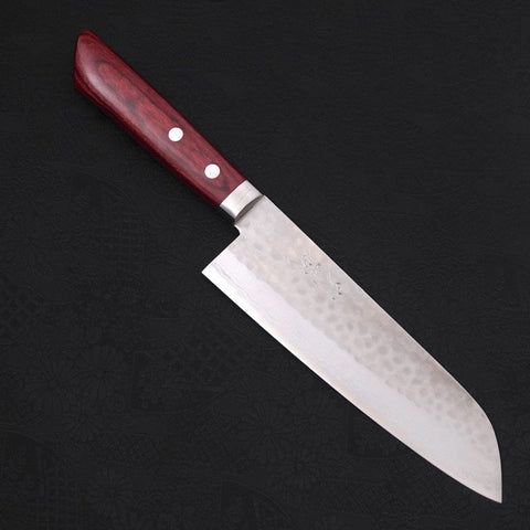 Santoku VG-10 Tsuchime Damascus Western Red Handle 170mm-[Musashi]-[Japanese-Kitchen-Knives]