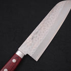 Santoku VG-10 Tsuchime Damascus Western Red Handle 170mm-VG-10-Damascus-Western Handle-[Musashi]-[Japanese-Kitchen-Knives]