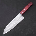 Santoku VG-10 Tsuchime Damascus Western Red Handle 180mm-VG-10-Damascus-Western Handle-[Musashi]-[Japanese-Kitchen-Knives]