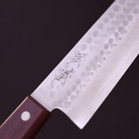 Santoku VG-10 Tsuchime Damascus Western Red Handle 180mm-VG-10-Damascus-Western Handle-[Musashi]-[Japanese-Kitchen-Knives]