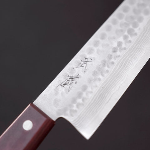 Santoku VG-10 Tsuchime Damascus Western Red Handle 180mm-VG-10-Damascus-Western Handle-[Musashi]-[Japanese-Kitchen-Knives]