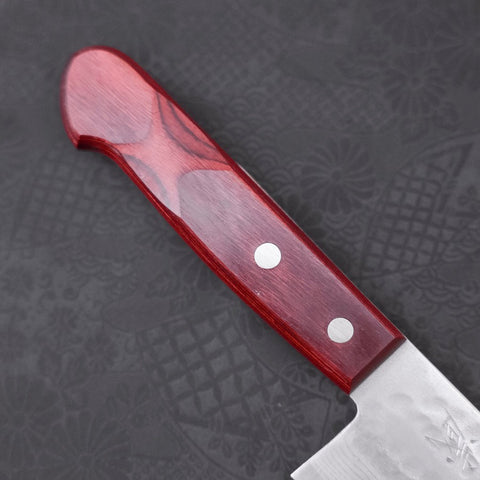 Santoku VG-10 Tsuchime Damascus Western Red Handle 180mm-VG-10-Damascus-Western Handle-[Musashi]-[Japanese-Kitchen-Knives]