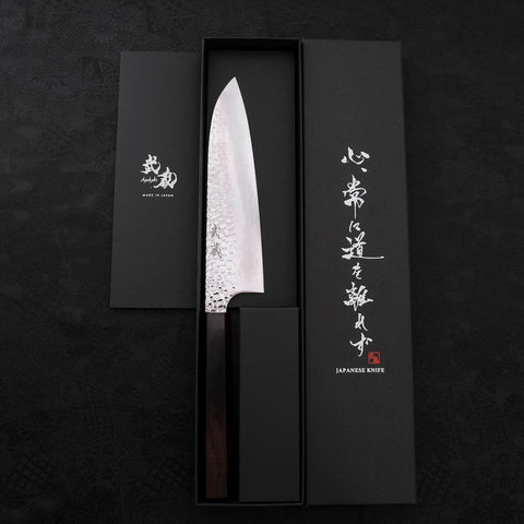 Santoku VG-10 Tsuchime Ebony Wood Handle 180mm-VG-10-Tsuchime-Japanese Handle-[Musashi]-[Japanese-Kitchen-Knives]